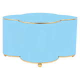 Baby Blue Hand Painted 12” Quatrefoil Cachepot with Gold Feet
