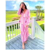 Pink Long Sleeve Woven Lorna Maxi Dress