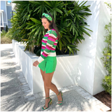 Pink & Green Hand Knitted Paola Sweater