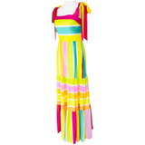 Rainbow Contrast Stripe Tie Shoulder Laila Dress