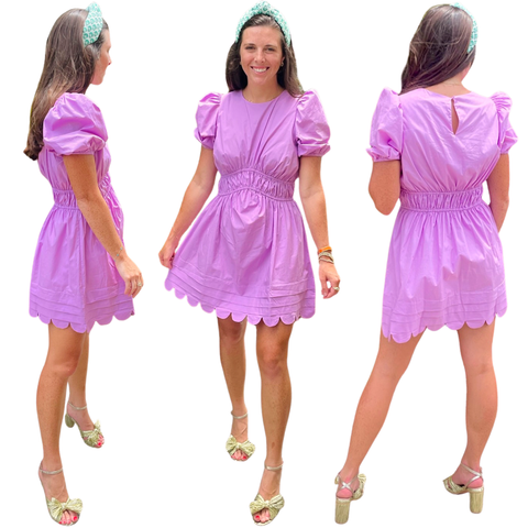 Lavender Scalloped Hem Macon Dress