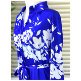 Royal Blue & White Macro Floral Giordino Dress