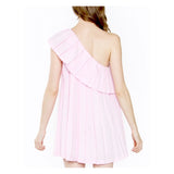 Baby Pink Pleated One Shoulder Dress