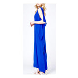 Royal Blue Grecian Draped One Shoulder Maxi Dress