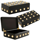 10” Black Wood Box with Gold Ball Detail