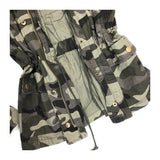 Camo Print Zip Front Utility Jacket with Gathered A-Line Back