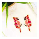 Pink OR Yellow Crystal Cluster Bird Earrings