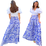 Blue Banded Waist Sheva Maxi Skirt with Pockets