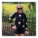 Black & Taupe Heart Knit Sweater
