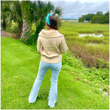 Taupe Knit Pullover Ollie Sweater with Optional Foldover Or High Neck