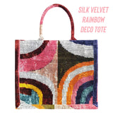 Hand Woven Silk Velvet Rainbow Deco Tote