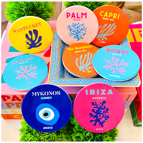 Ceramic Destination Coasters in 2 Styles (4 to a pack)