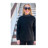 Black Heavy Soft Knit Sweater with RHINESTONE Wide Round Collar