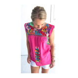 Hot Pink EMBROIDERED Mexican Textile Top