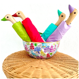 Handmade Sustainable Birch Wood Duck Umbrellas Made from Recycled Plastic Bottles in the UK