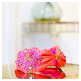 Pink Coral & Gold Beaded Headband with Pink Jewel Accents