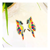 Pink OR Yellow Crystal Cluster Bird Earrings