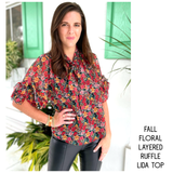 Fall Floral Layered Ruffle Lida Top