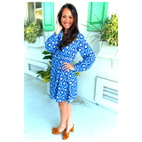 Blue Teardrop Geo Dress