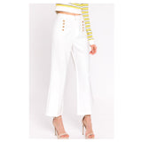 High Waisted Cropped Flare Pants with Sailor Shank Button Front AND Back