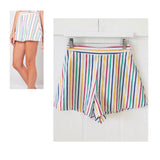 Rainbow Stripe Woven Flare Shorts