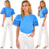 Grecian Blue Poplin Tina Top