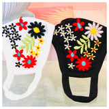 Black OR White Hand Embroidered Otami Reusable Double Layer Cotton Face Masks