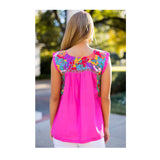 Hot Pink EMBROIDERED Mexican Textile Top