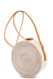 Balinese Ivory & Cognac Purse with Woven Design & Top Closure