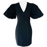 Black Puff Sleeve Cotton Marysia Dress