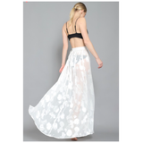 White Tie Waist Shimmery Seashell Sarong Skirt