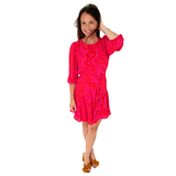 Pink & Red Fit & Flare Julia Dress with Keyhole Back