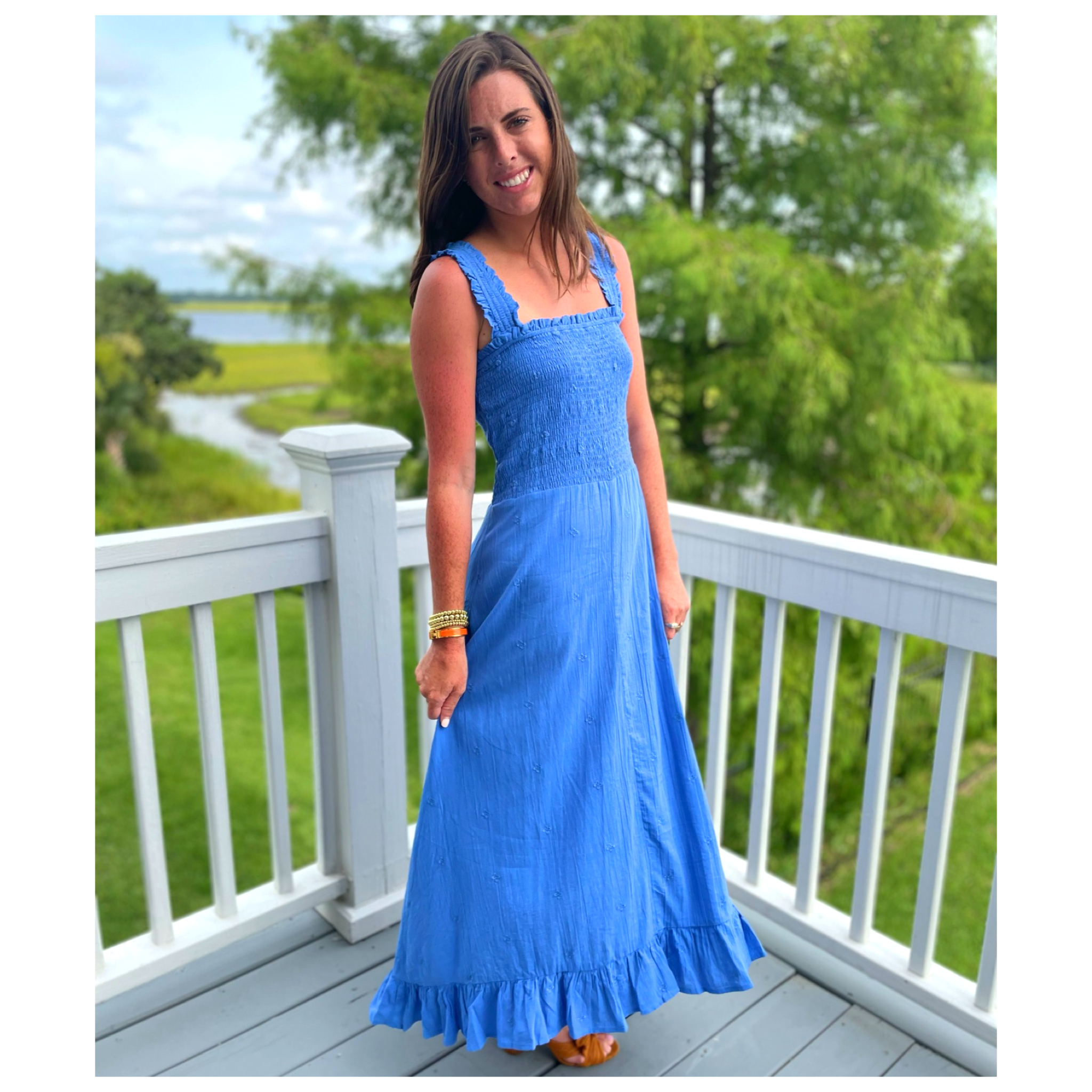 Aspiga Organic Cotton Marine Blue Embroidered Rhianna Dress