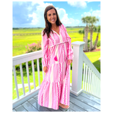 Pink Long Sleeve Woven Lorna Maxi Dress