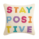 Stay Positive 14” Wool Hook Pillow with Velvet Back