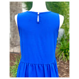 Bright Royal Blue Sleeveless Babydoll Dress with POCKETS & Keyhole Back