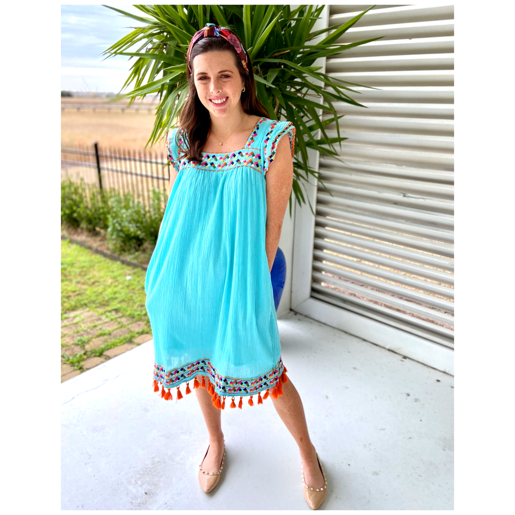 Embroidered tassel shop dress