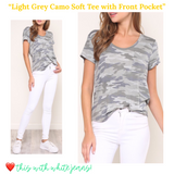 Light Grey Camo Soft Tee with Front Pocket