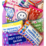 Needlepoint Mom I Am a Rich Man Pillow with Velvet Back