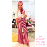 Pink & Red Cotton Candy Stripe High Waisted Georgia Pants