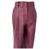 Bordeaux Vegan Leather Pants with Elastic Back