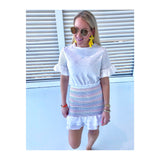 Smocked Rainbow Stripe Ruffle Hem Skirt OR Top