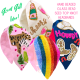 Hand Beaded Glass Bead Seed Top Knot Headbands