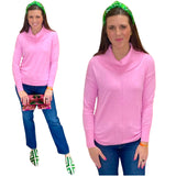 Pink Cowlneck Sadie Sweater