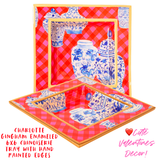 Hand Painted Charlotte Gingham Enameled 6x6 Chinoiserie Tray