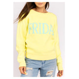 Yellow & Aqua Soft Knit FRIDAY Sweater