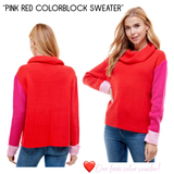 Pink Red Colorblock Sweater