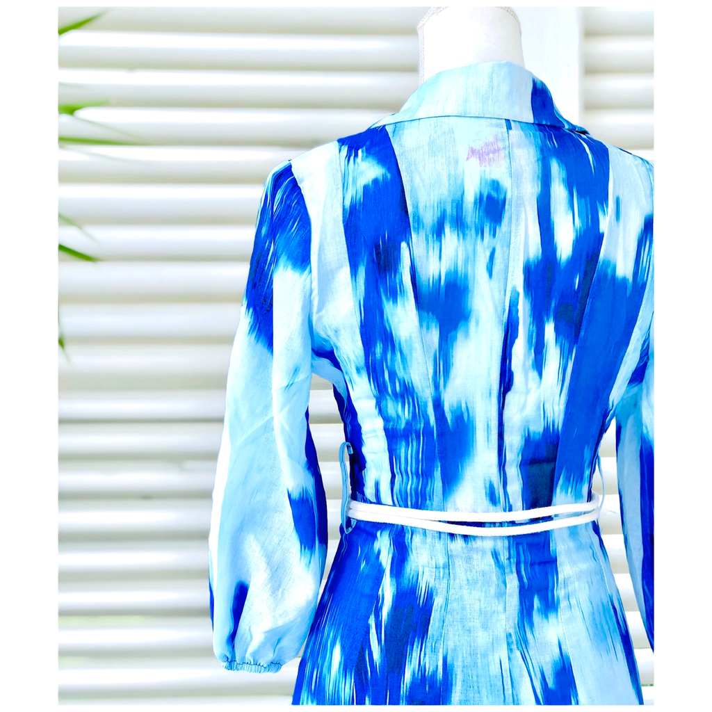 Sunday Morning Blue Tie-Dye Wrap Maxi Dress