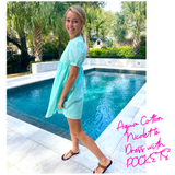 Aqua Cotton Nicolette Dress with POCKETS