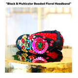Black Fuchsia & Multicolor Beaded Floral Headband